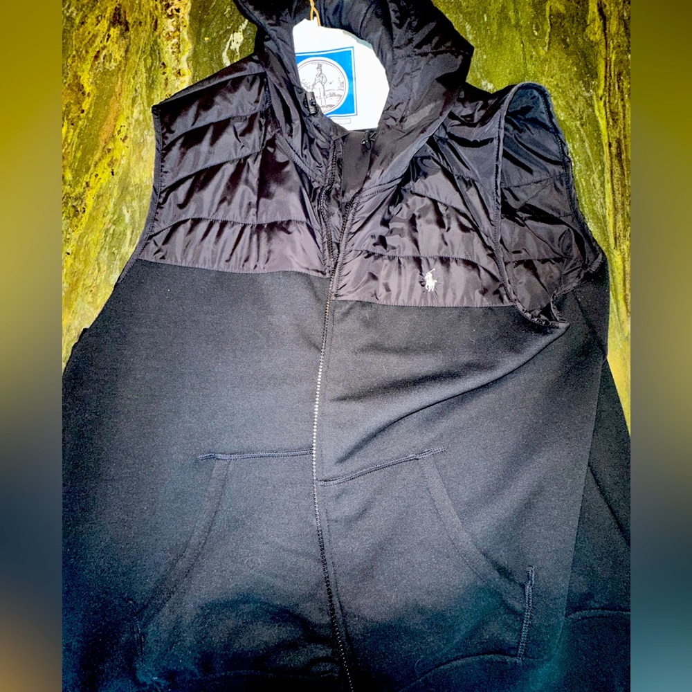 Gorgeous black hooded vest by Polo RL.